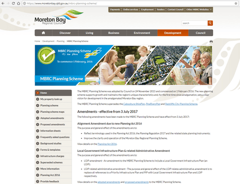 Moreton Bay Regional Council MRBC Planning Scheme Website